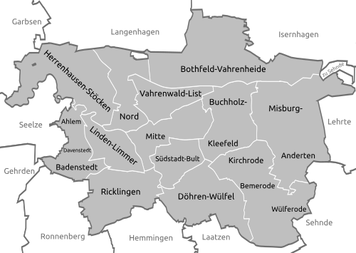 Abbildung: https://de.wikipedia.org/wiki/Datei:Stadtbezirke_in_Hannover.svg